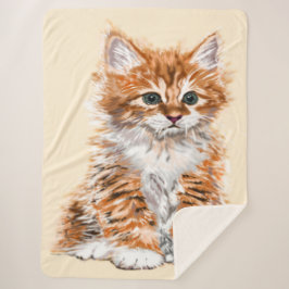 Manta Sherpa Cute Cat Sherpa Blanket - Personalizable