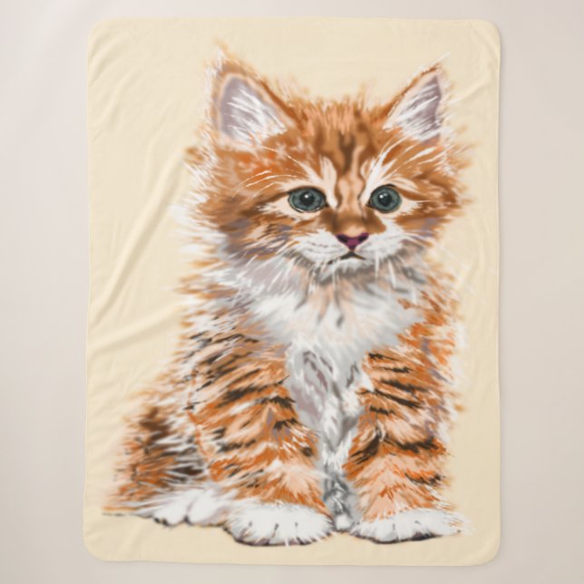 Manta Sherpa Cute Cat Sherpa Blanket - Personalizable (Anverso)