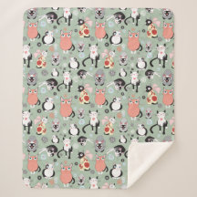 Cute Cat Sherpa Fleece Blanket