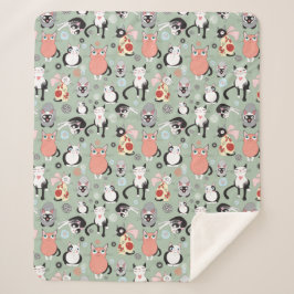 Manta Sherpa Cute Cat Sherpa Fleece Blanket