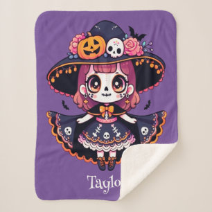 Manta Sherpa Cute catrina girl halloween personalized