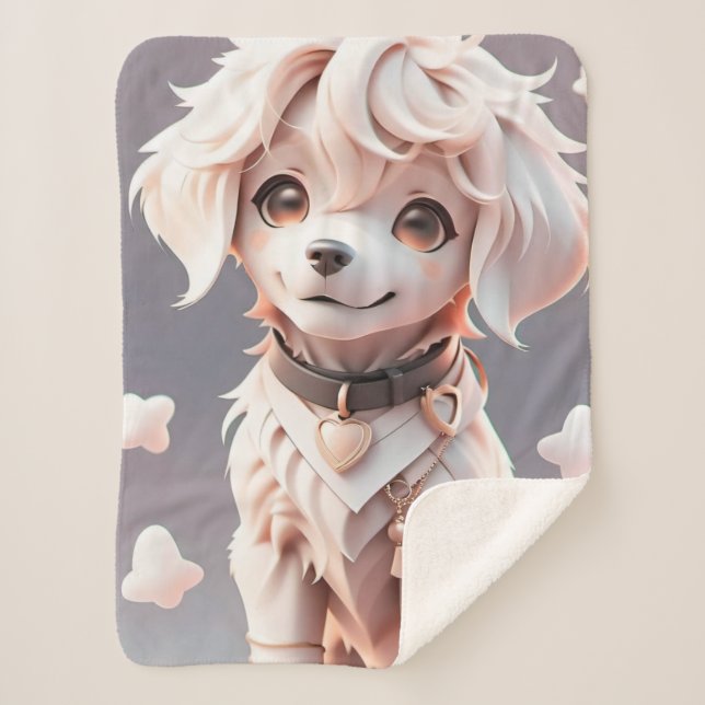 Manta Sherpa Cute Chibi Golden Retriever Puppy (Anverso)