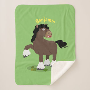 Manta Sherpa Cute Clydesdale personalizado de caballo ilustraci