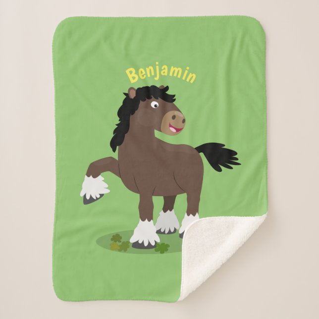 Manta Sherpa Cute Clydesdale personalizado de caballo ilustraci (Anverso)