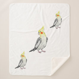 Manta Sherpa Cute Cockatiel Watercolor Parrot.