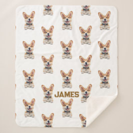 Manta Sherpa Cute Corgi Baby Blanket - Personalizado