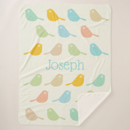 Manta Sherpa Cute Custom Little Birds Pastel Colors Boy's