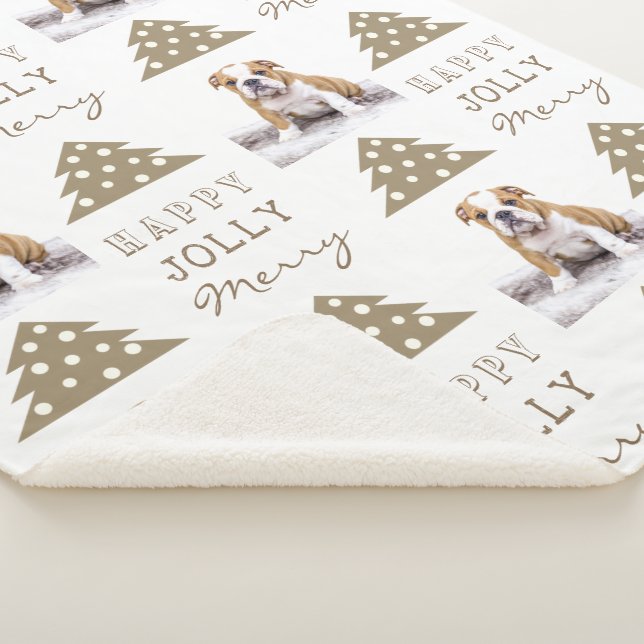 Manta Sherpa Cute Dog Puppy Pet Typography Christmas Tree Photo (3/4)