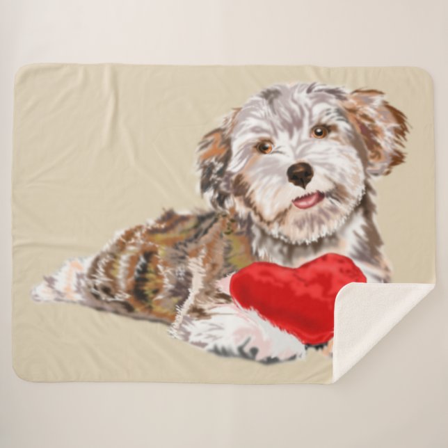 Manta Sherpa Cute Dog Sherpa Blanket (Anverso (horizontal))