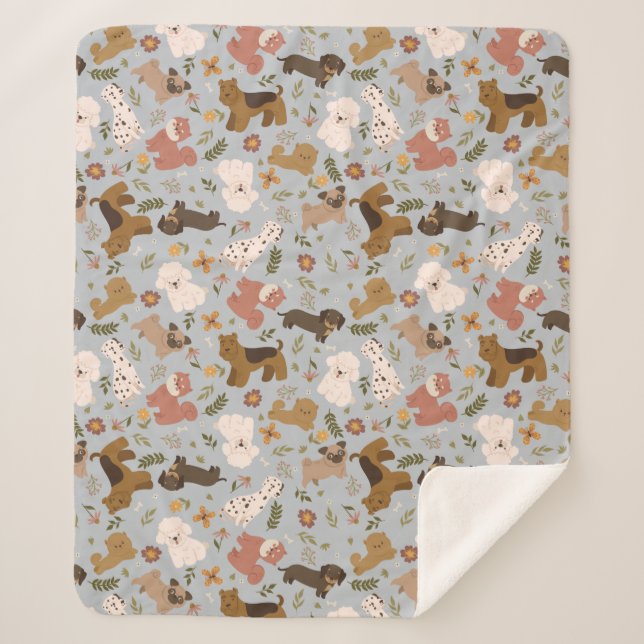 Manta Sherpa Cute Dogs Sherpa Blanket (Anverso)