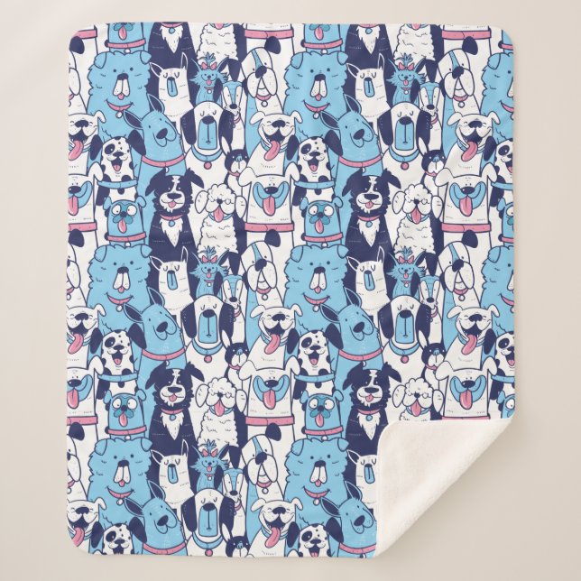 Manta Sherpa Cute Dogs Sherpa Blanket (Anverso)