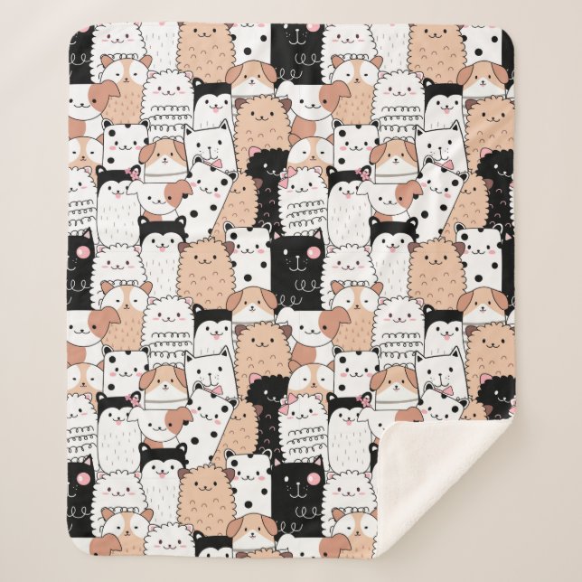 Manta Sherpa Cute Dogs Sherpa Blanket (Anverso)