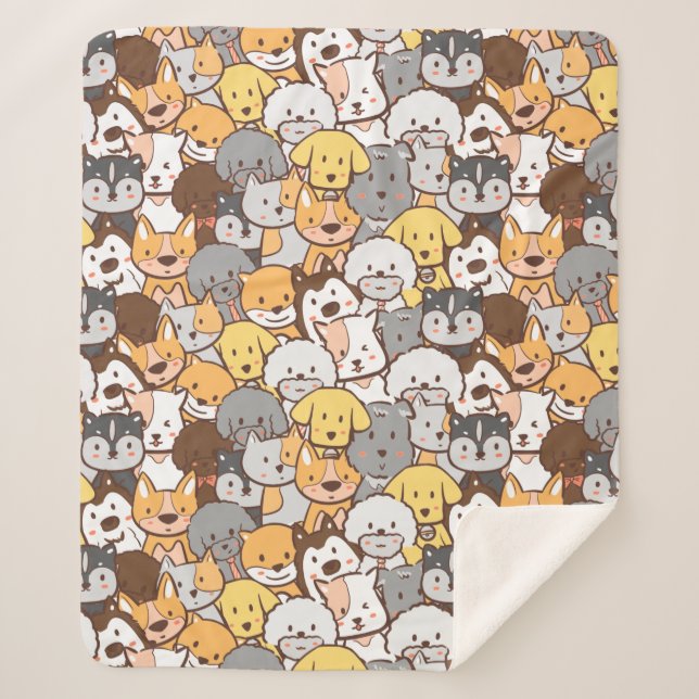 Manta Sherpa Cute Dogs Sherpa Blanket (Anverso)