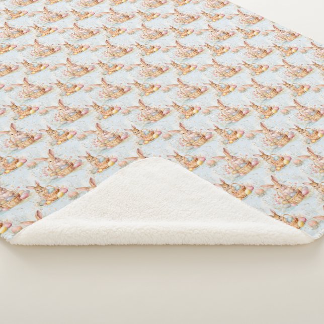 Manta Sherpa Cute Easter Bunny Sherpa Blanket (3/4)