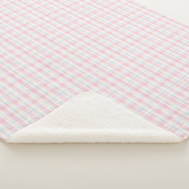 Manta Sherpa Cute Easter Pastel Plaid Sherpa Blanket (3/4)