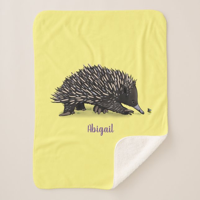 Manta Sherpa Cute echidna con ilustracion de personalizado de a (Anverso)