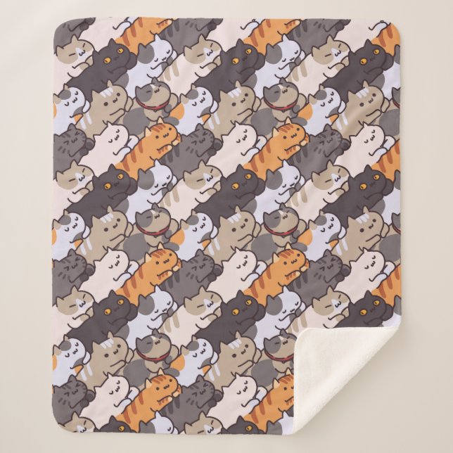Manta Sherpa Cute Gats Sherpa Blanket (Anverso)