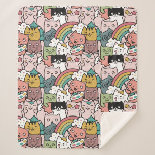 Manta Sherpa Cute Gats Sherpa Blanket