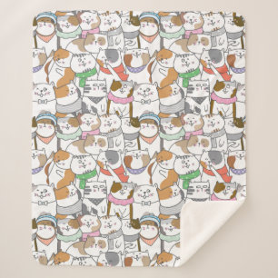 Manta Sherpa Cute Gats Sherpa Blanket