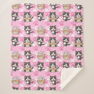 Manta Sherpa Cute Gats Sherpa Blanket