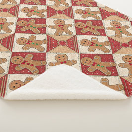 Manta Sherpa Cute Gingerbread Man Patchwork Pattern Style