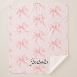Manta Sherpa Cute Girl Coquette Pink Bow