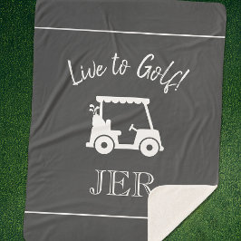 Manta Sherpa Cute Golfer Golf Cart Monogrammed Iniciales Gris