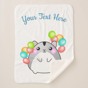 Manta Sherpa Cute Gray Kawaii Hamster