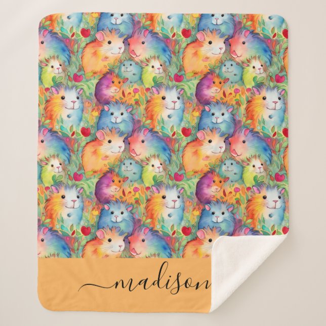Manta Sherpa Cute guinea pigs pattern script name (Anverso)