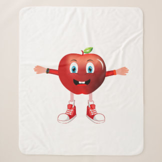 Manta Sherpa Cute Happy Red Apple Cartoon Blanket for Kids