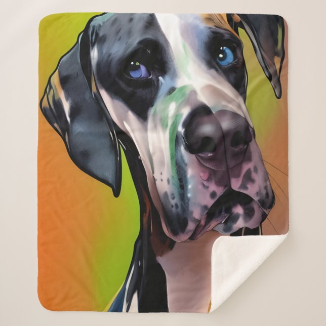 Manta Sherpa Cute Harlequin Great Dane (Anverso)