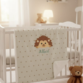Manta Sherpa Cute Hedgehog Personalized Baby Blanket