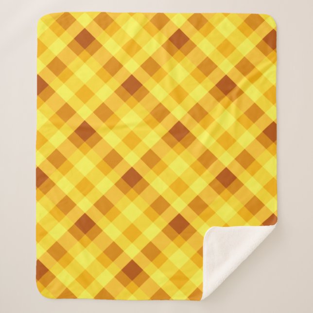 Manta Sherpa Cute Huevo Yolk Yellow Plaid Medium Sherpa Blanket (Anverso)