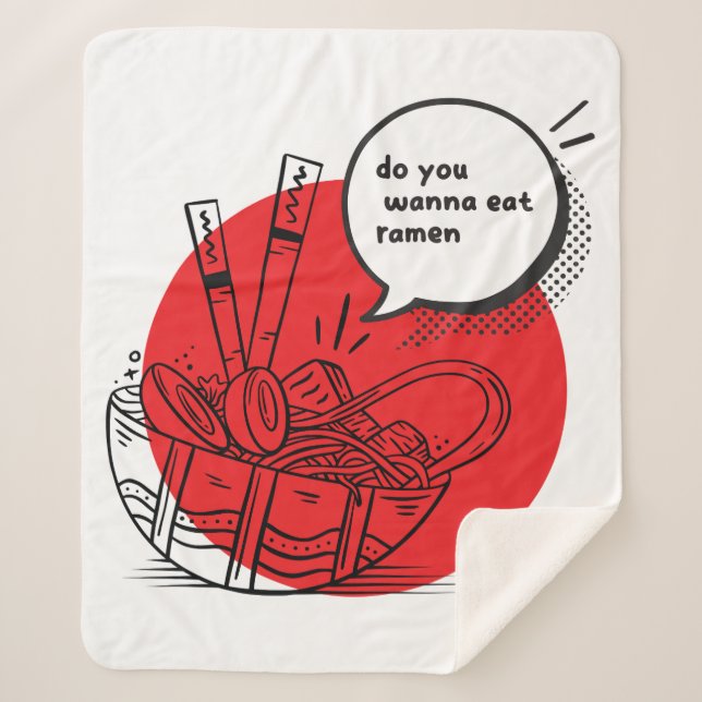 Manta Sherpa Cute Kawaii Ramen - Funny Japanese Food  (Anverso)