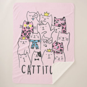 Manta Sherpa Cute Kitten Cattitude   Regalo de los amantes del 