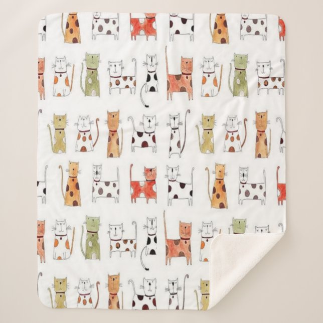 Manta Sherpa Cute Kitties Sherpa Blanket (Anverso)