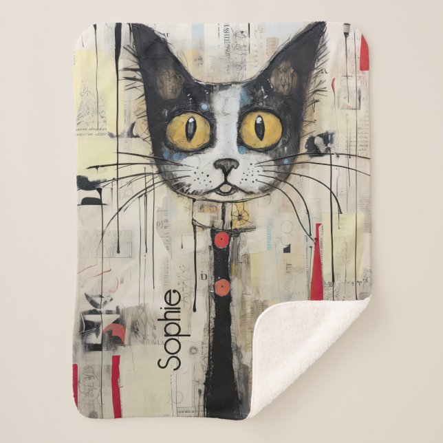 Manta Sherpa Cute Kitty Personalizado (Anverso)