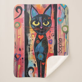 Manta Sherpa Cute Kitty Personalizado