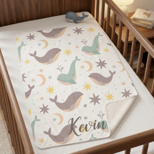 Manta Sherpa Cute Ocean Animals Personalized Blanket
