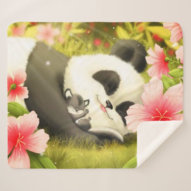 Manta Sherpa Cute Panda Bear (Anverso (horizontal))