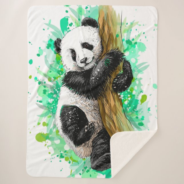 Manta Sherpa Cute Panda Bear (Anverso)