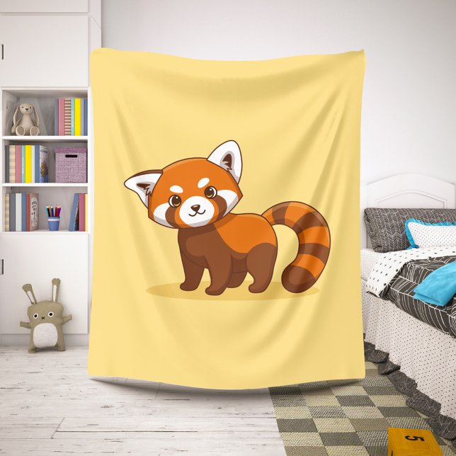 Manta Sherpa Cute Panda Rojo en Amarillo (Subido por el creador)