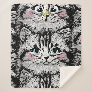 Manta Sherpa Cute pelry kitten cara sin fisuras. Ilustración