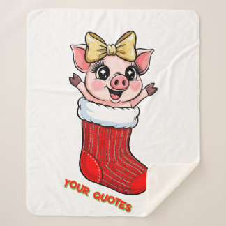 Manta Sherpa Cute Pig in Christmas Stocking