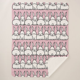 Manta Sherpa Cute Pink Bunny Blanket - Fleece - Sherpa