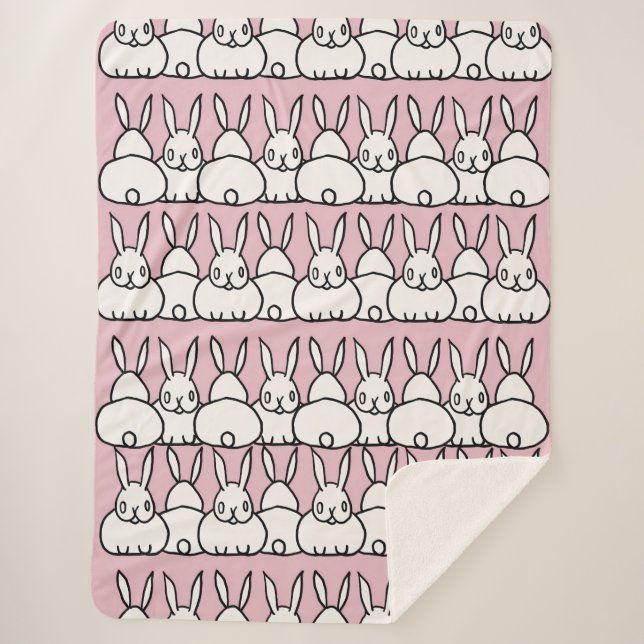 Manta Sherpa Cute Pink Bunny Blanket - Fleece - Sherpa (Anverso)