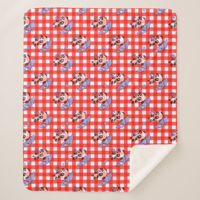 Manta Sherpa Cute Red Gingham Check (Anverso)