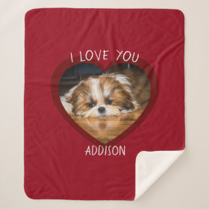 Manta Sherpa Cute shih tzu love Valentine heart photo