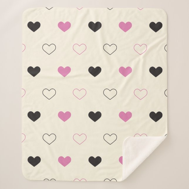 Manta Sherpa Cute Simple Heart Pattern (Anverso)