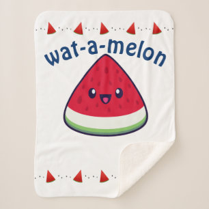 Manta Sherpa Cute Sonriente sandía Kawaii